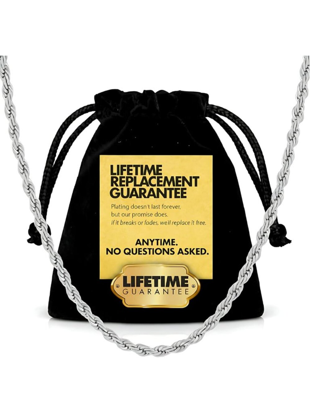 24K Gold Rope Chain Necklace for Men & Women - 2mm Diamond Cut, Thick Real Gold